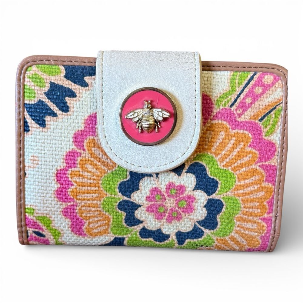 Spartina 449 High Ebb Yacht Club Mini Wallet Linen Leather Green Pink White Tan